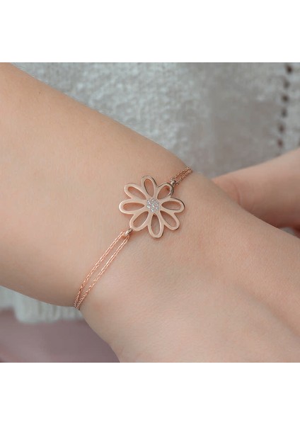 Gümüş Rose Çiçek Bileklik modelleri
