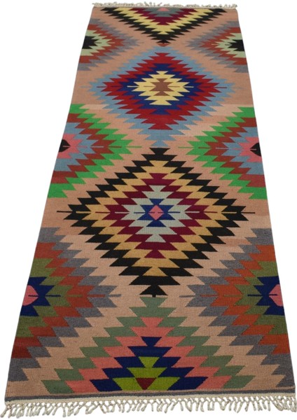 El Dokuması Yün Yolluk Barak Antalya Yörük Kilimi 0090 - Yeni - Çok Renkli