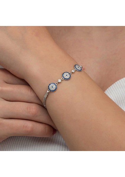 Gümüş Üçlü Nazar Kadın Bileklik modelleri