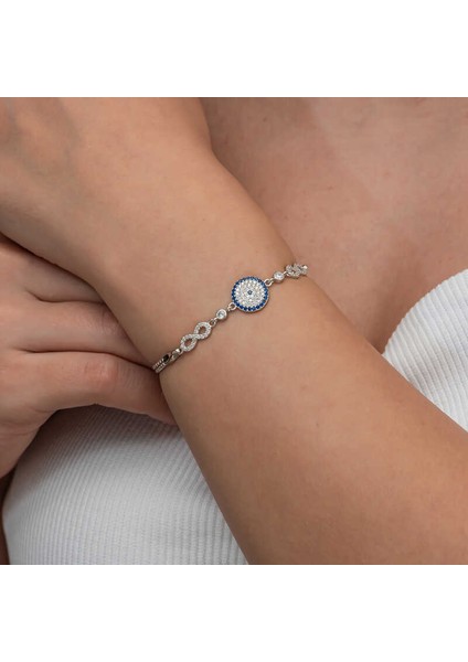 Gümüş Nazarlı Sonsuzluk Kadın Bileklik indirimleri