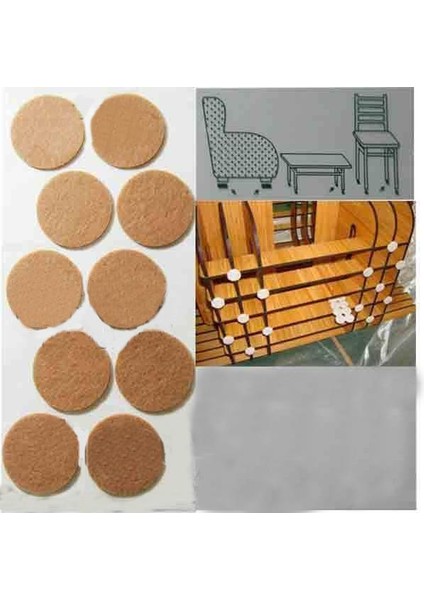 Sandalye, Masa Mobilya Ayağına Zemin Koruyucu Keçe Ø45CM 10 Adet Kendinden Yapışan Ses Önleyici Mat