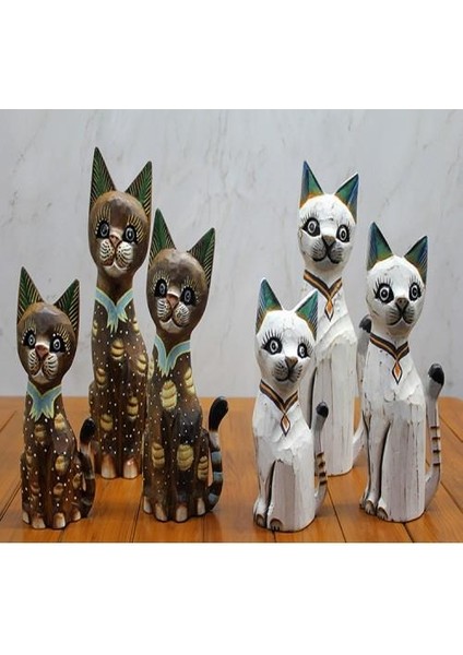 Ahşap 3'lü Kedi Seti 50 cm Model 3