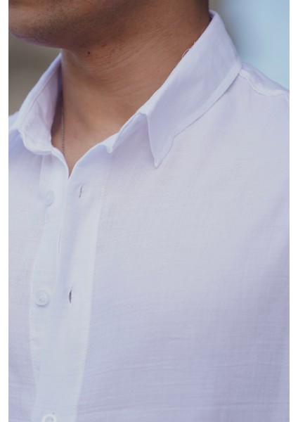 Keten Italyan Kesim Özel Kalıp Erkek Düz Gömlek Likralı Terletme Yapmaz