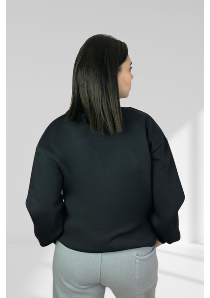 Leopar Desenli Yıldız Özel Tasarım Oversize Pamuklu Sweatshirt