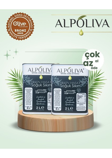 2 x 2 Litre 4 L Alpoliva Natürel Sızma Zeytinyağı