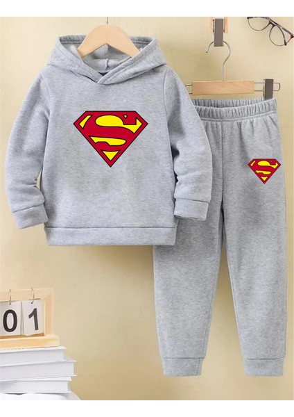 Kışlık Kız Erkek Çocuk Eşofman Takımı 5 6 7 8 9 10 11 12 Yaş Unisex Superman