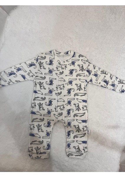 Ekru Timsah Manşetli Bebek Tulum