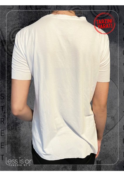 Less İs Or Bisiklet Yaka Beyaz Basic Tshirt
