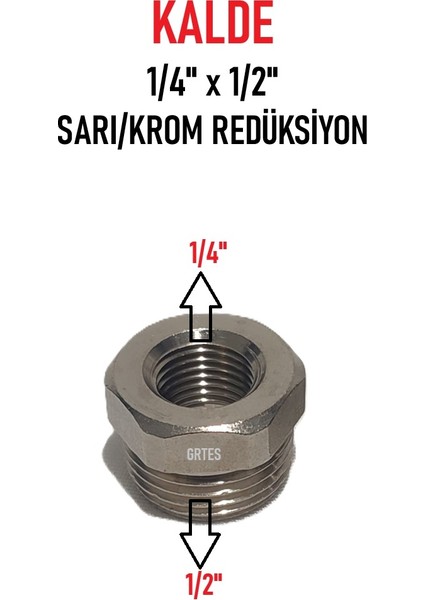 1/4" x 1/2" Sarı/krom Redüksiyon - Brass Reduction