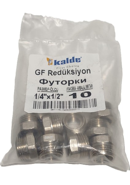 (10'lu Paket) 1/4" x 1/2" Sarı/krom Redüksiyon - Brass Reduction indirimleri