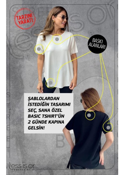 Less İs Or Kişiye Özel Bisiklet Yaka Siyah Basic Tshirt "Burcunu Seç"