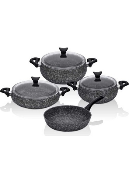 Mastercook Tombik Granit Tencere Takımı Gri