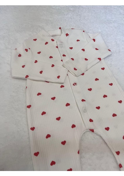 Küçük Kalpler Manşetli Tulum Kız Bebek modelleri