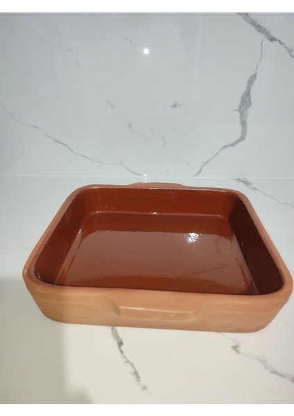 Store Toprak Sırlı Kahverengi Kare Borcam Iç Yüzey 30 x 30 X6 cm 5-6 Kişilik