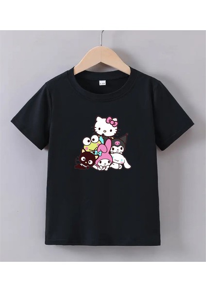 Kaliteli Pamuk Penye Unisex Erkek Kız Çocuk Baskılı Tshirt 5 6 7 8 9 10 11 12 13 14 Yaş Hellokitty