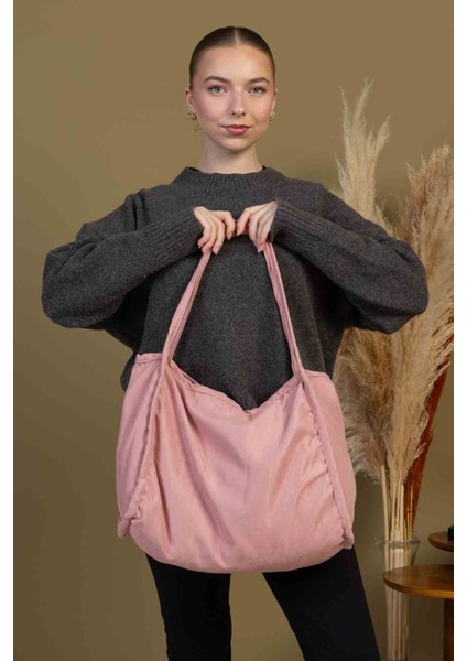 Angelic 00S Shopper Bag Fermuarlı, Astarlı , Kumaş, Kol ve Omuz Çantası / Okul & Günlük