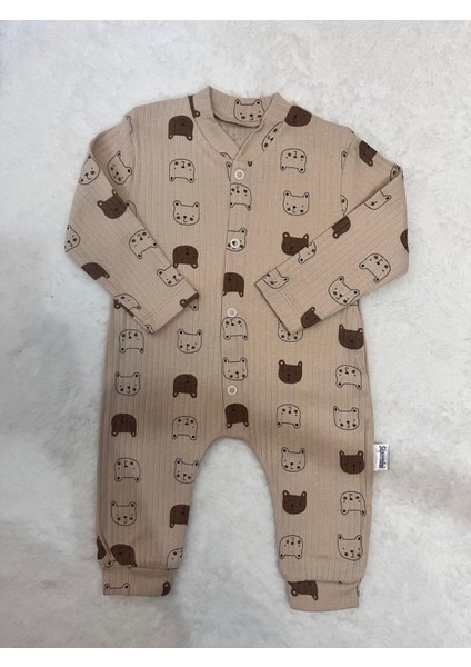 Erkek Bebek Sevimli Ayılar Manşetli Tulum