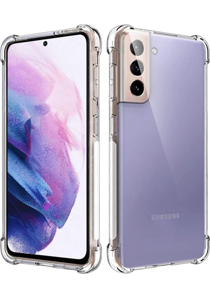 Samsung Galaxy S21 Plus Kılıf Köşe Korumalı Kılıf Şeffaf Köşeli Kılıf Slikon - Şeffaf