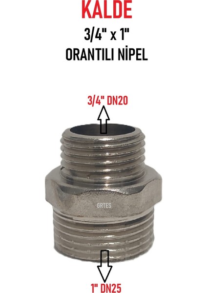 3/4" x 1" Sarı/krom Orantılı Nipel - Proportional Nipple