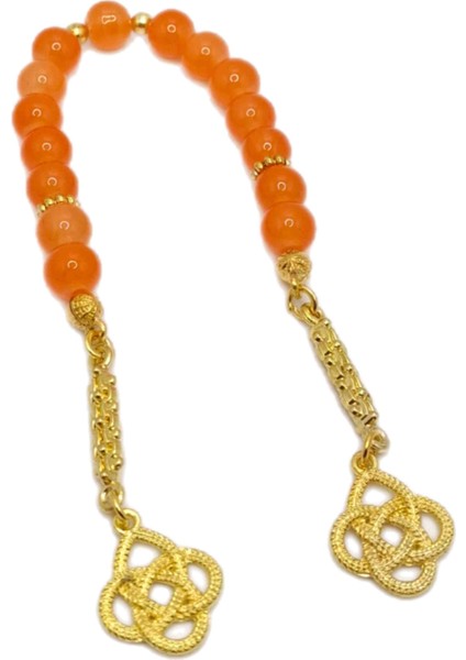 Turuncu Renk 15 Taneli Cam Zaza Tesbih modelleri