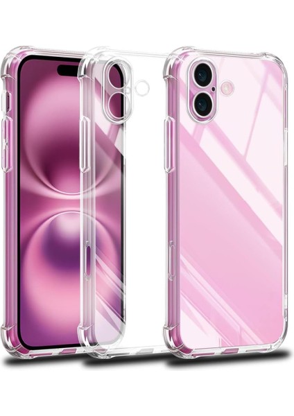 iPhone 16 Plus Kılıf Köşe Korumalı Kılıf Şeffaf Köşeli Kılıf Slikon - Şeffaf