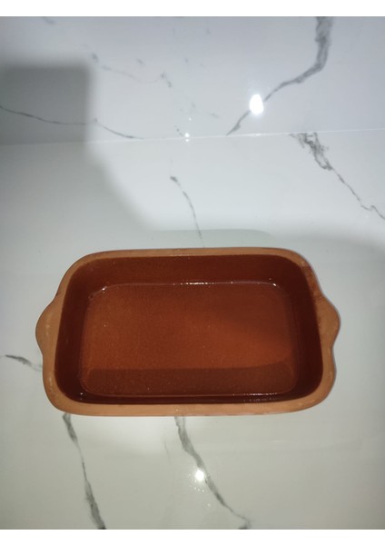 Store Orta Boy Sırlı Kahverengi Toprak Diktörtgen Borcam 35X21X5,5