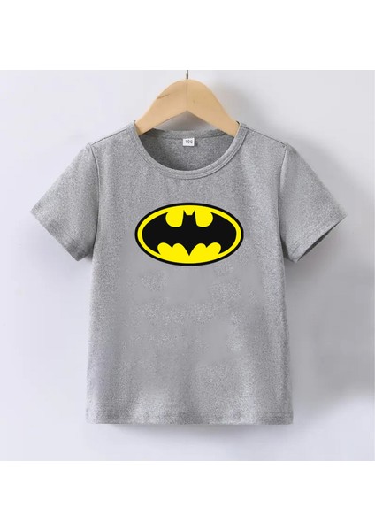 Kaliteli Pamuk Penye Unisex Erkek Kız Çocuk Baskılı Tshirt 5 6 7 8 9 10 11 12 13 14 Yaş Batman