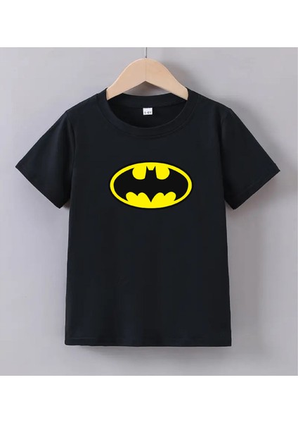 Kaliteli Pamuk Penye Unisex Erkek Kız Çocuk Baskılı Tshirt 5 6 7 8 9 10 11 12 13 14 Yaş Batman