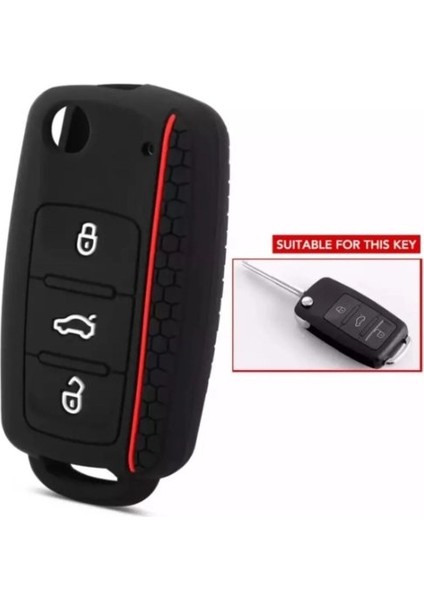 Volkswagen Polo Golf Jetta Passat Scirocco Caddy Amorak Tıguan Anahtar Kılıf Siyah 1 Adet