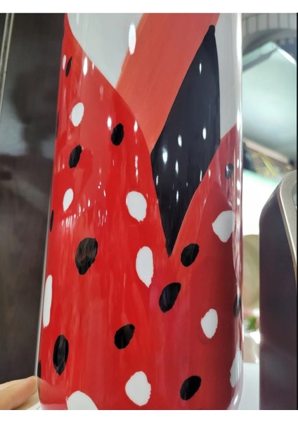 Reddish Dikdörtgen Vazo Porselen Dekoratif Obje Ev Dekorasyon 12,2X12,2X35 cm Beyaz Kırmızı 1 Adet fırsatları