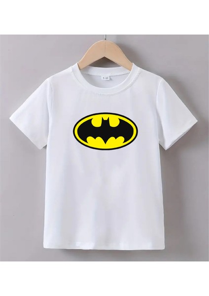Kaliteli Pamuk Penye Unisex Erkek Kız Çocuk Baskılı Tshirt 5 6 7 8 9 10 11 12 13 14 Yaş Batman