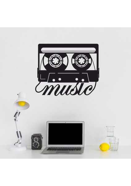 Music Yazılı Nostajik Kaset Figürlü Dekoratif Duvar Tablosu Duvar Dekoru