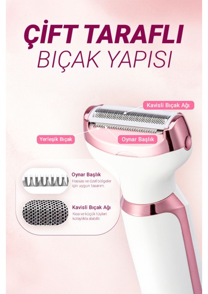 RF-3028 Epilatör 4 In 1 Arada Epilasyon Cihazı - Şarjlı Tıraş Makinesi Kaş Burun Tüm Vücut Seti