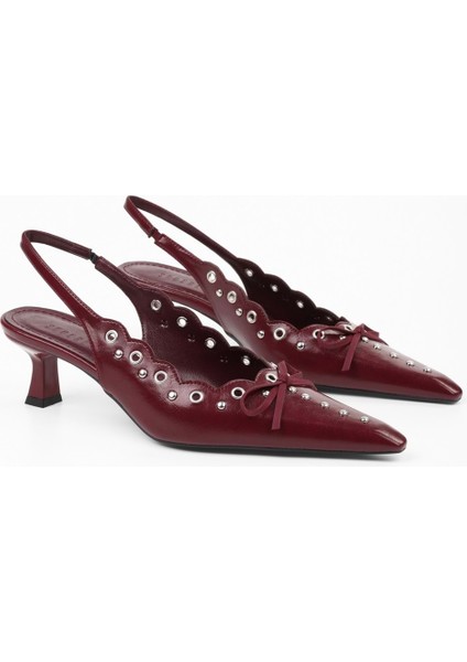 Kadın Spice Bordo Cilt Fiyonk Detaylı Stiletto fırsatları