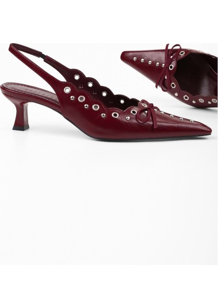 Kadın Spice Bordo Cilt Fiyonk Detaylı Stiletto indirimleri