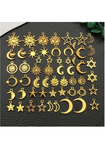 (56 x Adet) 1 Set Retro Güneş&yıldız&ay Alaşım Bileklik&küpe&kolye Ucu