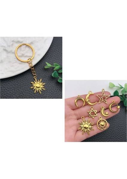 (56 x Adet) 1 Set Retro Güneş&yıldız&ay Alaşım Bileklik&küpe&kolye Ucu