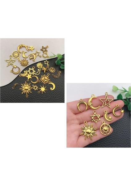 (56 x Adet) 1 Set Retro Güneş&yıldız&ay Alaşım Bileklik&küpe&kolye Ucu