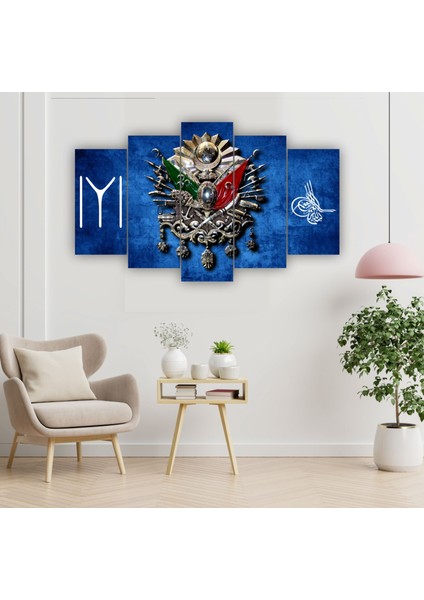 5 Parça Mdf Osmanlı Tuğrası Baskılı / Desenli Duvar Tablosu