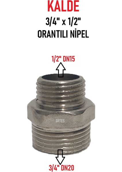 (10'lu Paket) 3/4" x 1/2" Sarı/krom Orantılı Nipel - Proportional Nipple