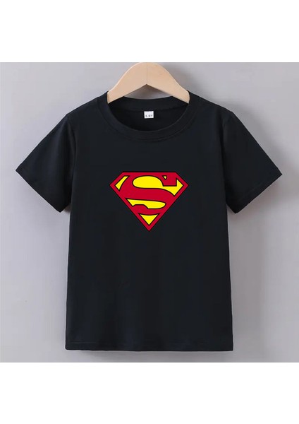 Kaliteli Pamuk Penye Unisex Erkek Kız Çocuk Baskılı Tshirt 5 6 7 8 9 10 11 12 13 14 Yaş Superman