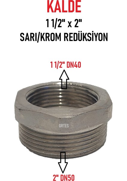 1 1/2" x 2" Sarı/krom Redüksiyon - Brass Reduction