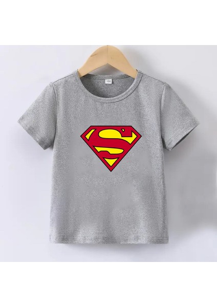 Kaliteli Pamuk Penye Unisex Erkek Kız Çocuk Baskılı Tshirt 5 6 7 8 9 10 11 12 13 14 Yaş Superman