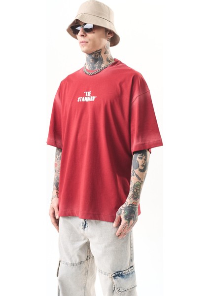 Erkek The Standard Baskılı Oversize T-Shirt Bordo fiyatları