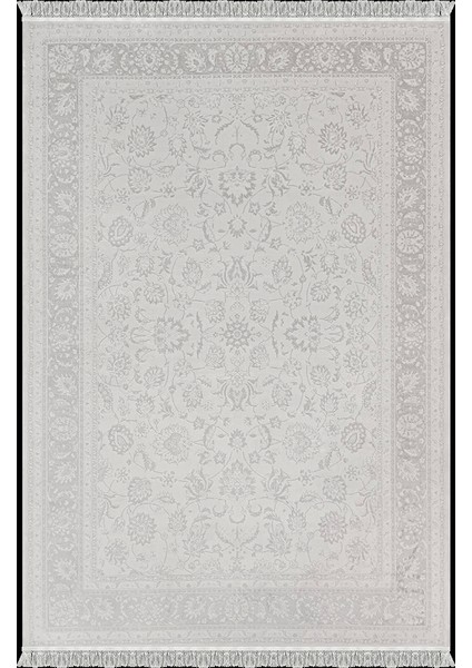 Deluxe Koleksiyonu Viskon Akrilik Dokuma Lüks Saçaklı Halı 6504 Gri