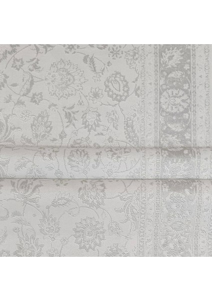 Deluxe Koleksiyonu Viskon Akrilik Dokuma Lüks Saçaklı Halı 6504 Gri