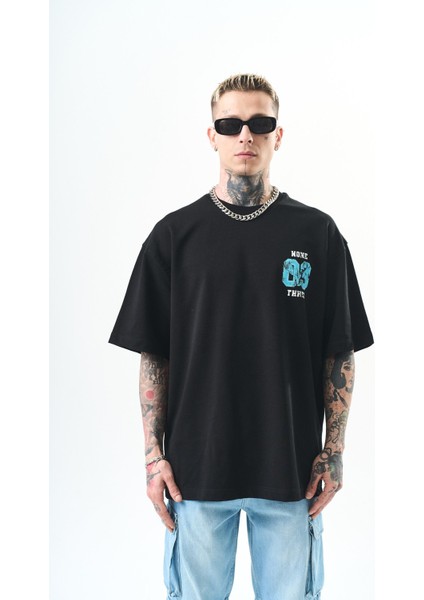 Erkek None Three Baskılı Oversize T-Shirt Siyah fiyatları