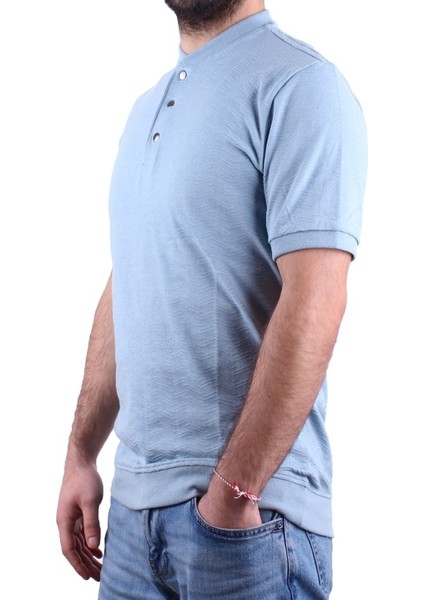 DMG23-211240 Mavi Günlük Hakim Yaka Erkek Tişört modelleri