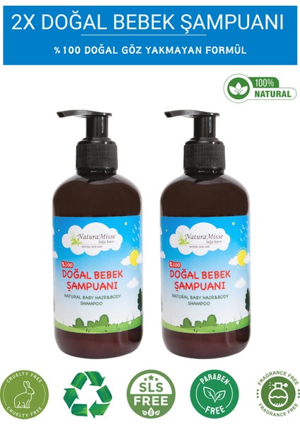 Doğal Bebek Şampuanı 500 ml Saç ve Vücut Şampuanı Parabensiz Sülfatsız Bebek Şampuanı
