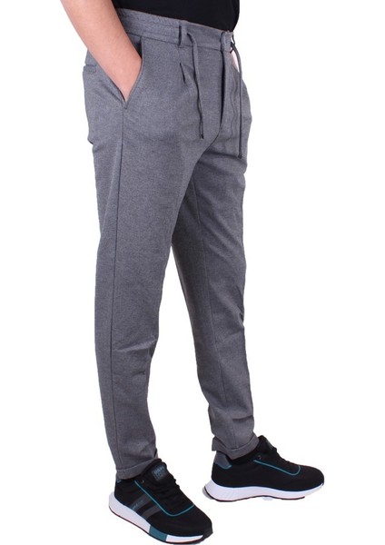DMG23-611275 Gri Normal Bel Double Paça Flota Cepli Erkek Pantolon